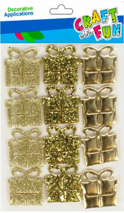 Craft Christmas Self-Adhesive Decorative Stickers Gifts 12pcs, gold