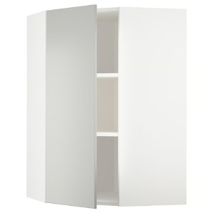METOD Corner wall cabinet with shelves, white/Havstorp light grey, 68x100 cm