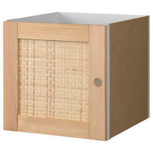 KALLAX Insert with door, pine/woven poplar, 33x33 cm