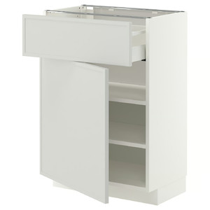 METOD/MAXIMERA Base cabinet with drawer/door, white/Aspudden light grey, 60x37 cm