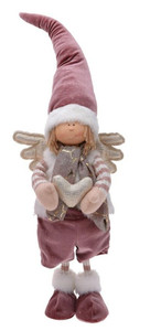 Decorative Figure Angel Christmas 50cm, pink