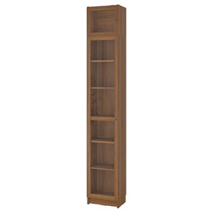 BILLY / OXBERG Bookcase w glass doors/ext unit, brown walnut effect, 40x30x237 cm