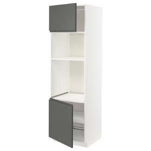 METOD Hi cb f oven/micro w 2 drs/shelves, white/Voxtorp dark grey, 60x60x200 cm