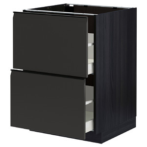 METOD / MAXIMERA Base cb 2 fronts/2 high drawers, black/Upplöv matt anthracite, 60x60 cm