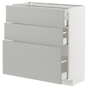 METOD / MAXIMERA Base cabinet with 3 drawers, white/Havstorp light grey, 80x37 cm