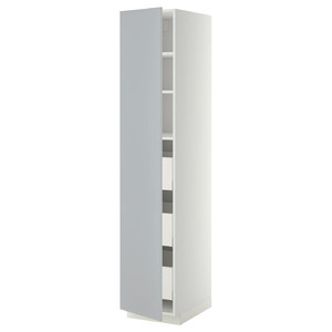 METOD / MAXIMERA High cabinet with drawers, white/Veddinge grey, 40x60x200 cm