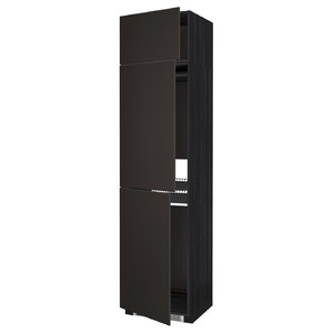METOD High cab f fridge/freezer w 3 doors, black/Kungsbacka anthracite, 60x60x240 cm