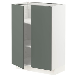 METOD Base cabinet with shelves/2 doors, white/Bodarp grey-green, 60x37 cm