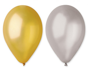Balloons Metallic 10" 50pcs, gold & silver