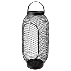 TOPPIG Lantern for block candle, black, 49 cm