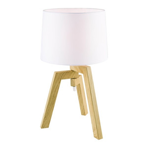 GoodHome Table Lamp Trianoy E14, white/wood