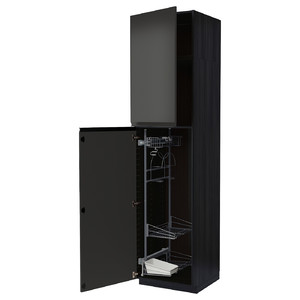 METOD High cabinet with cleaning interior, black/Upplöv matt anthracite, 60x60x240 cm