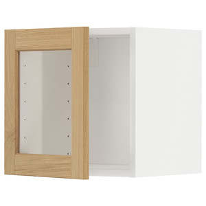 METOD Wall cabinet with glass door, white/Forsbacka oak, 40x40 cm