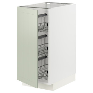 METOD Base cabinet with wire baskets, white/Stensund light green, 40x60 cm