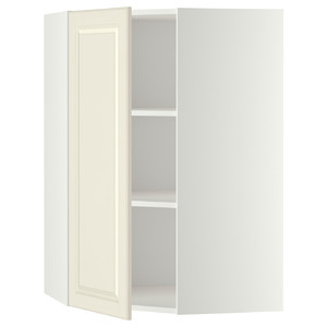 METOD Corner wall cabinet with shelves, white, Bodbyn off-white, 68x100 cm