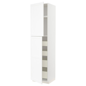 METOD / MAXIMERA Hi cab w 2 doors/4 drawers, white Enköping/white wood effect, 60x60x240 cm