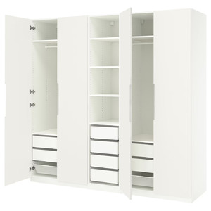 PAX / TONSTAD Wardrobe combination, white/off-white, 250x60x236 cm