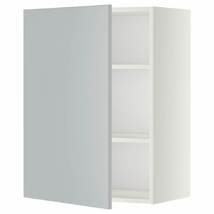 METOD Wall cabinet with shelves, white/Veddinge grey, 60x80 cm