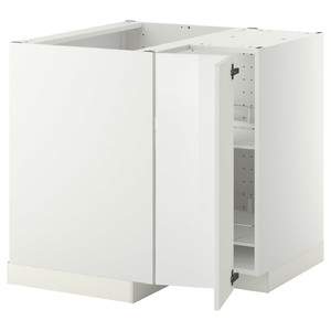METOD Corner base cabinet with carousel, white, Ringhult white, 88x88 cm