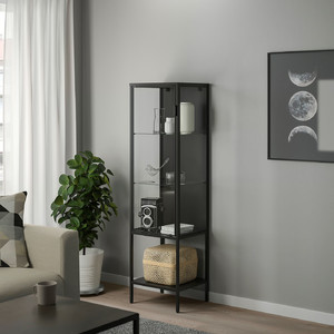 RUDSTA Glass-door cabinet, anthracite, 42x37x155 cm