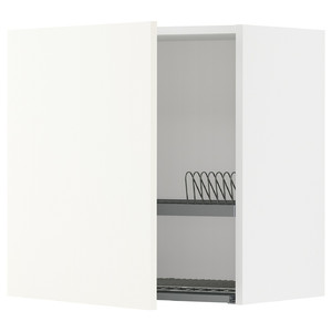 METOD Wall cabinet with dish drainer, white/Vallstena white, 60x60 cm