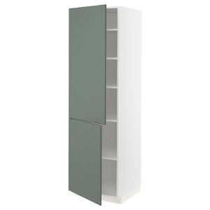 METOD High cabinet with shelves/2 doors, white/Bodarp grey-green, 60x60x200 cm