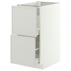 METOD/MAXIMERA Base cb 2 fronts/2 high drawers, white/Aspudden light grey, 40x60 cm