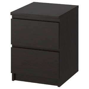 MALM 2-drawer chest, black-brown, 40x55 cm