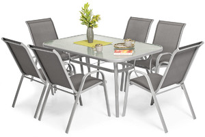 Outdoor Dining Furniture Set PORTO, silver