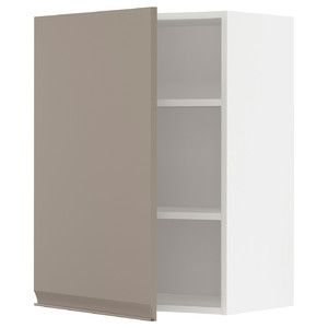 METOD Wall cabinet with shelves, white/Upplöv matt dark beige, 60x80 cm