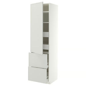 METOD/MAXIMERA Hi cab w shlvs/4 drawers/dr/2 frnts, white/Aspudden light grey, 60x60x220 cm