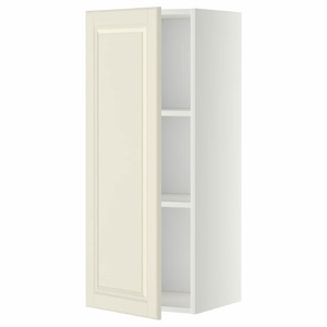 METOD Wall cabinet with shelves, white/Bodbyn off-white, 40x100 cm