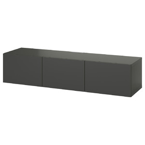 BESTÅ TV bench with doors, dark grey/Lappviken dark grey, 180x42x38 cm