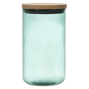 Elegant Glass Storage Jar with Bamboo Lid 1l, blue