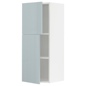 METOD Wall cabinet with shelves/2 doors, white/Kallarp light grey-blue, 40x100 cm