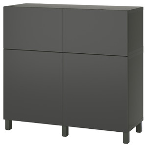 BESTÅ Storage combination w doors/drawers, dark grey/Lappviken/Stubbarp dark grey, 120x42x112 cm