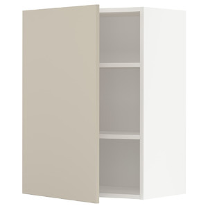 METOD Wall cabinet with shelves, white/Havstorp beige, 60x80 cm