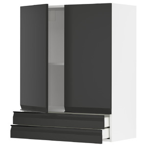 METOD / MAXIMERA Wall cabinet w 2 doors/2 drawers, white/Upplöv matt anthracite, 80x100 cm