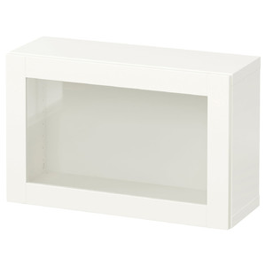 BESTÅ Wall-mounted cabinet combination, white/Sindvik white clear glass, 60x22x38 cm