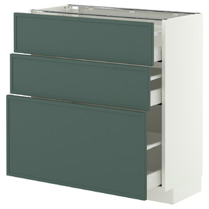 METOD/MAXIMERA Base cabinet with 3 drawers, white/Aspudden dark grey-green, 80x37 cm