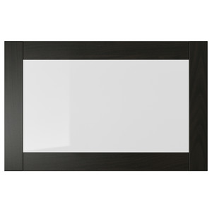 SINDVIK Glass door, black-brown, clear glass, 60x38 cm