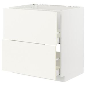 METOD / MAXIMERA Base cab f sink+2 fronts/2 drawers, white/Vallstena white, 80x60 cm