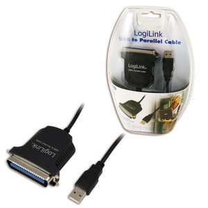 LogiLink USB to Parallel Cable 1.5m Adapter