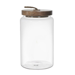Elegant Glass Jar with Acacia Lid 23cm