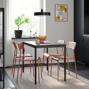 SANDSBERG Table and 4 chairs, black black/red-brown, 110x67 cm