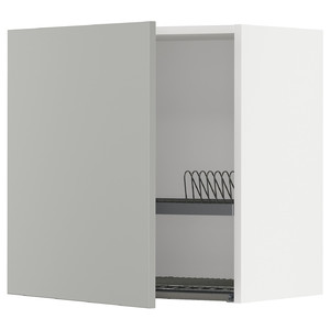 METOD Wall cabinet with dish drainer, white/Havstorp light grey, 60x60 cm