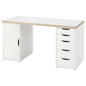 LAGKAPTEN / ALEX Desk, white/anthracite, 140x60 cm