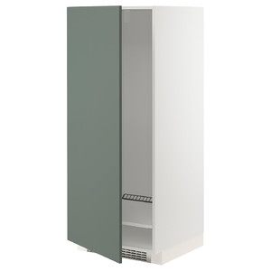 METOD High cabinet for fridge/freezer, white/Bodarp grey-green, 60x60x140 cm