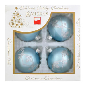 Christmas Baubles 7cm 4pcs, glass, 1 set, random colours