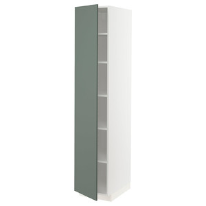 METOD High cabinet with shelves, white/Bodarp grey-green, 40x60x200 cm